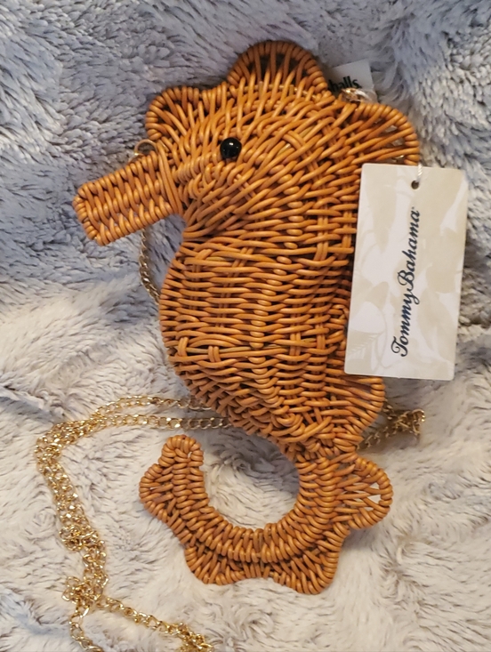 Tommy Bahama Handbags - Tommy Bahama Tan Woven Seahorse Crossbody Bag